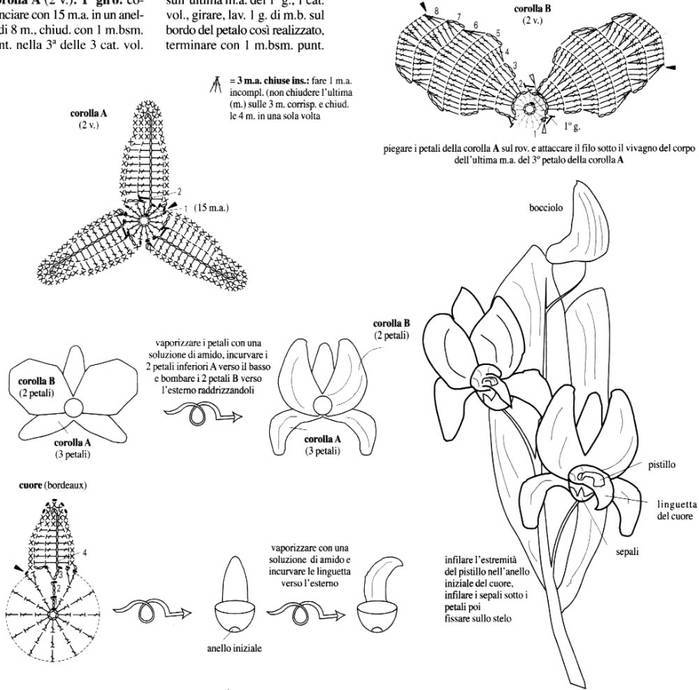 Схема вязания крючком орхидеи