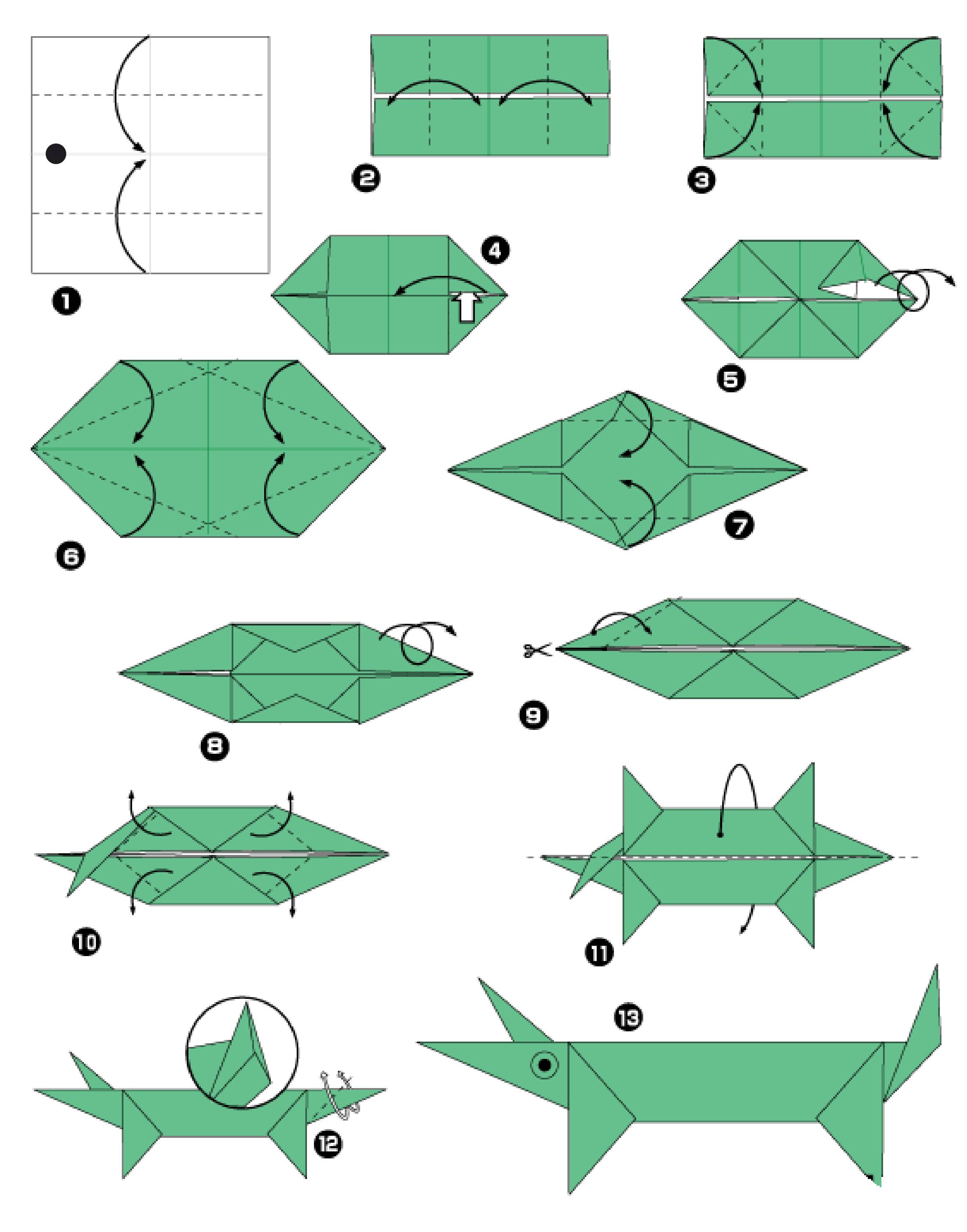 Поделка крокодил из бумаги в технике оригами и «объёмная» рептилия двумя способами