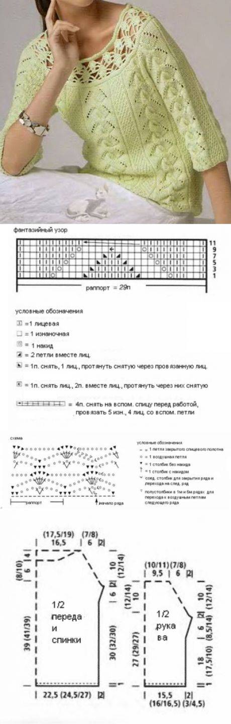 Ажурная кофточка крючком из тонкой пряжи регланом сверху схема