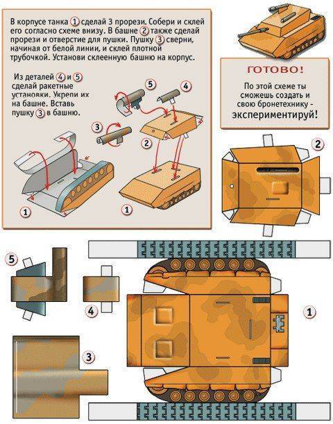 Как сделать танк из бумаги: оригами, из картона, инструкция объемного танка
