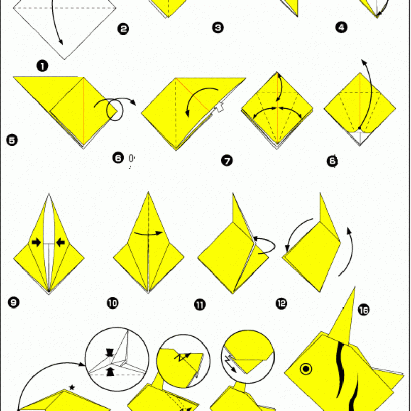 Рыбка оригами: собираем простые модели по схемам