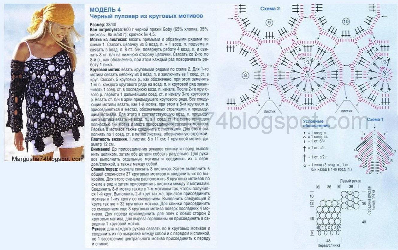 Вязаная крючком туника для пляжа схема и описание