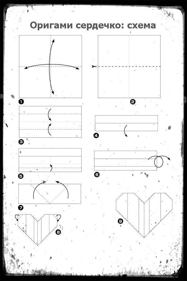 Оригами сердце из бумаги схема