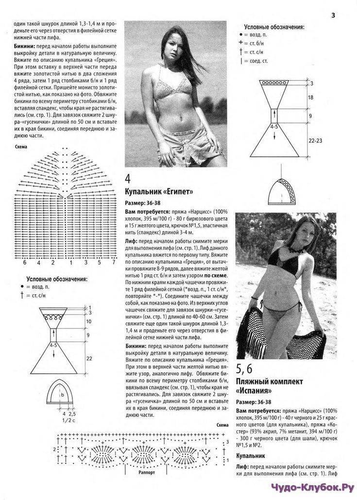 Вязаные купальники крючком схемы и описание с фото