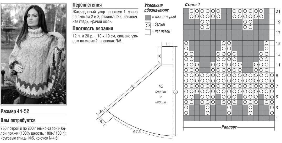 Пончо пуловер схема