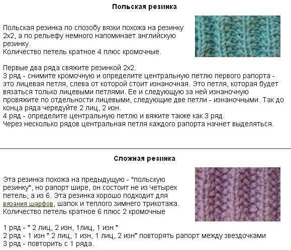 Схема вязания французской резинки спицами