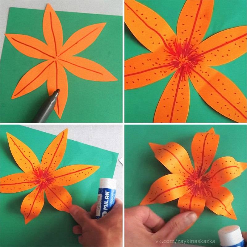 Как сделать лилию из гофрированной бумаги своими руками: пошаговое создание букета с цветами лилиями - шаблоны, мастер класс