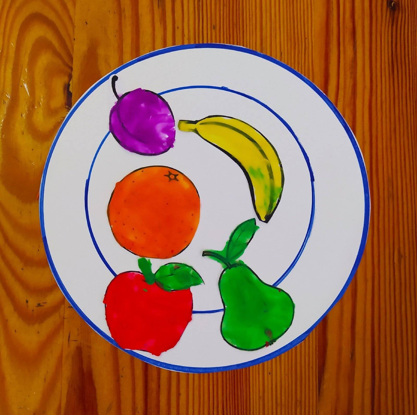 Аппликация фрукты из пластилина, кругов и обрывков бумаги в разных техниках