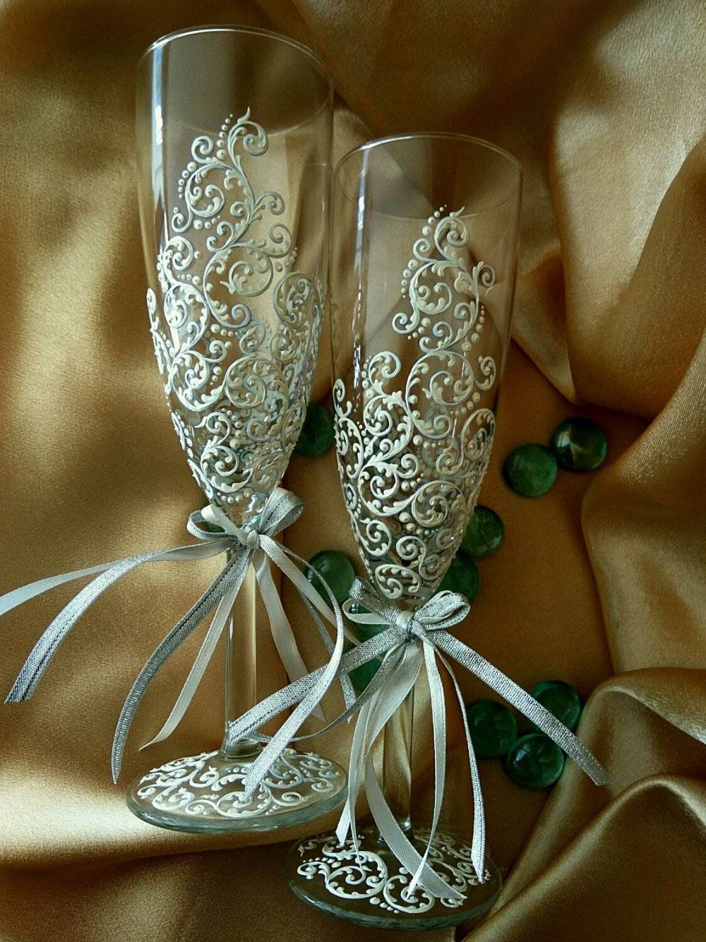 Свадебные бокалы своими руками - необходимые материалы и инструменты, пошаговая инструкция для декорирования своими руками + фото лучших примеров