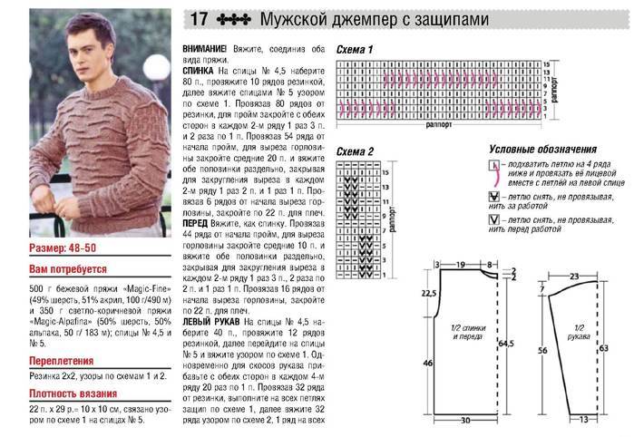 Вязаный мужской джемпер спицами с описанием молодежный фото