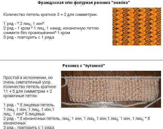 Схема вязания французской и польской резинок спицами – подробное описание с видео