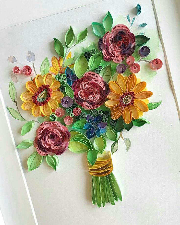 Букеты цветов в технике квиллинг фото подборка работ