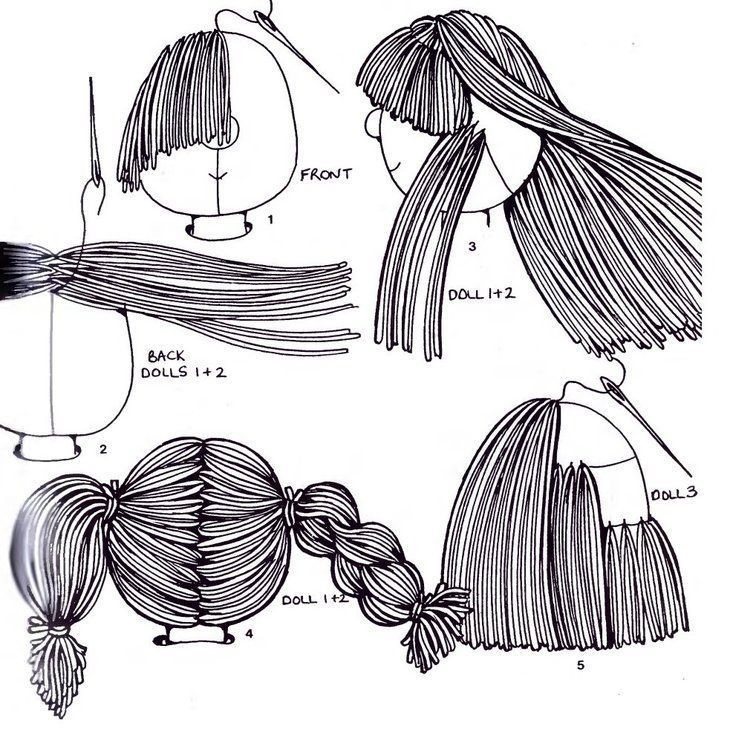 Как сделать из ниток длинные волосы для себя