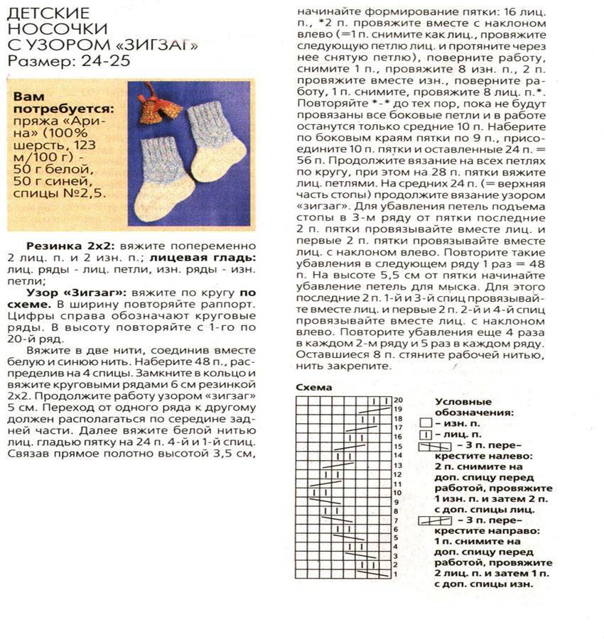 Как вязать носки спицами подробное описание