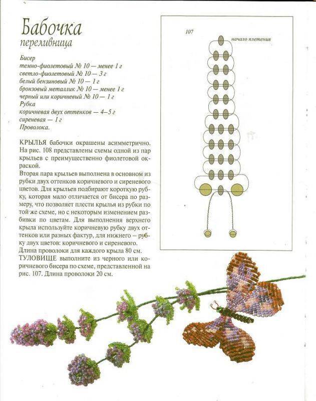 Бабочки из бисера: варианты схем плетения