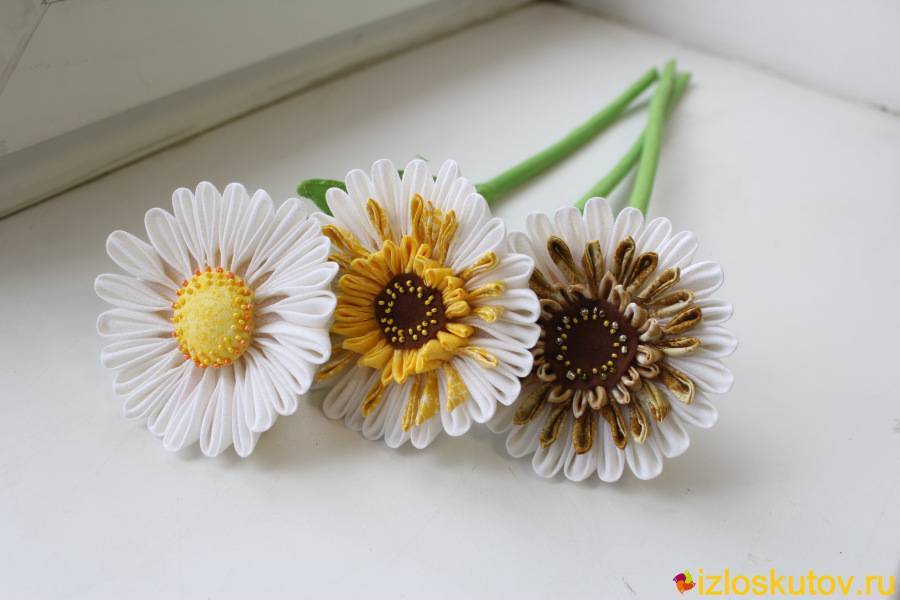 Цветы канзаши: мастер-класс по изготовлению цветка герберы