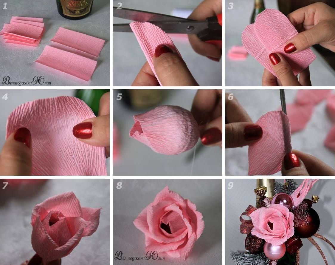 Мастер-класс по изготовлению розы из гофрированной бумаги с конфетами