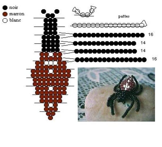 Схема на паука из бисера и стекляруса