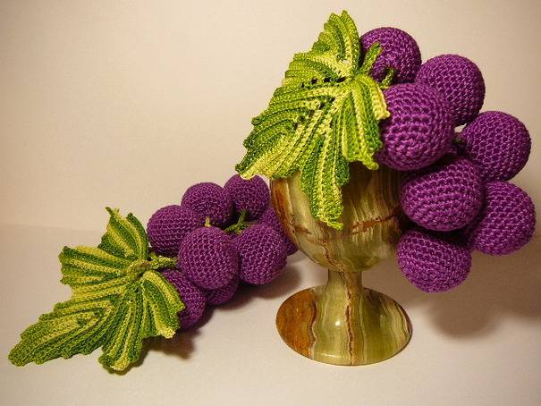 Схема вязаная крючком виноградная гроздь. виноград: вязание крючком листиков и ягод
