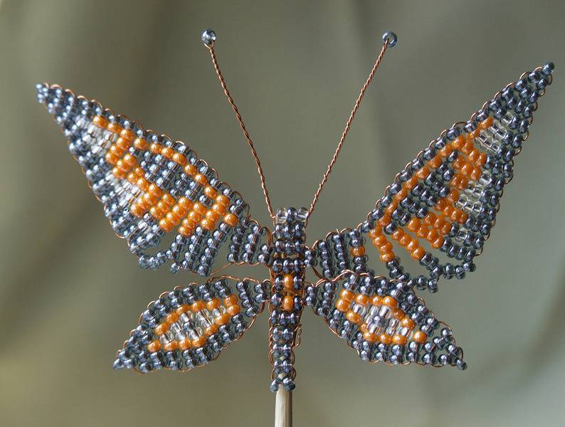 Бабочка из бисера: мастер класс с пошаговым фото
