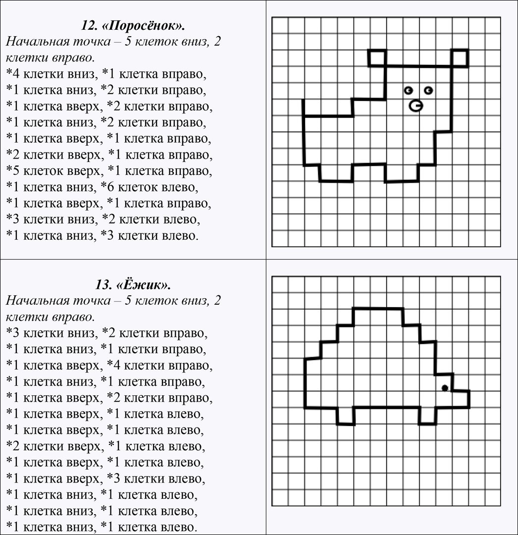 Графические диктанты для детей дошкольников и школьников
