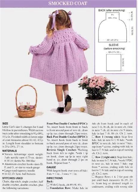 Как связать пальто для маленькой девочки — схема вязания спицами — женский журнал